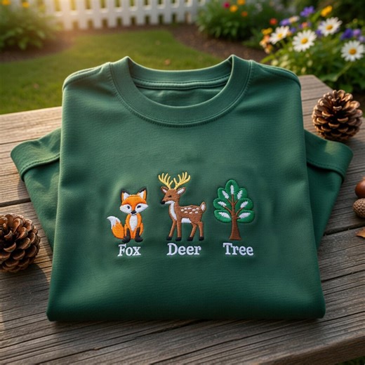 Fox Deer Tree Embroidered Shirt, Political Animal Graphic, Protest Hidden Message Shirt, Anti Donald Trump Sweatshirt, Animal FDT Gift