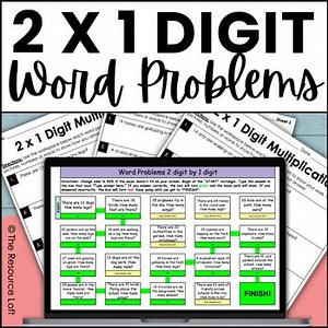 2 Digit by 1 Digit Multiplication Word Problems SELF CHECKING Digital Maze