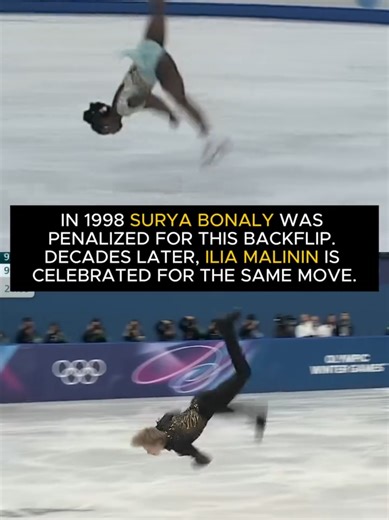 In 1976, Terry Kubicka made Olympic history by landing the first backflip on the ice — and soon after, the move was banned. More than 20 years later, Surya Bonaly defied that rule and landed a one-blade backflip at the 1998 Olympics, knowing it would cost her points but cement her place in skating history. For decades, no one dared try it again in competition. Then in 2026, Ilia Malinin brought the backflip back under new rules that finally allowed it. A move once punished is now celebrated — a 