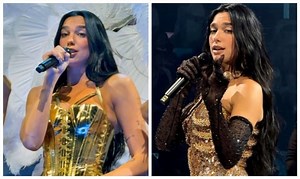 Dua Lipa dazzles in gold corset and bold costumes at Chicago concert