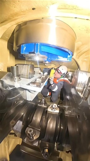 Crawling into the belly of a massive cargo ship engine: What are they actually removing?