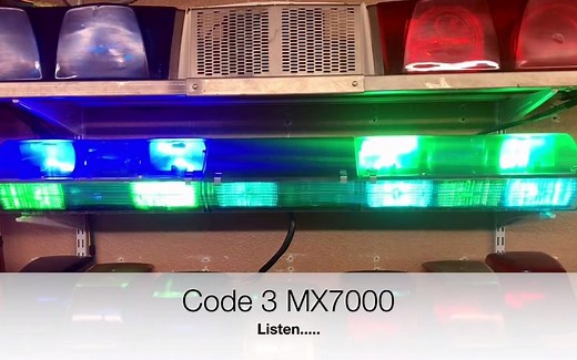 【美国警灯演示】 Code 3 MX7000（自制闪光灯，蓝/绿）