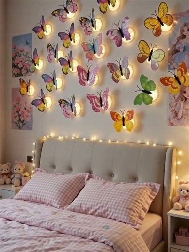 decoração de borboletas, fica lindo em quartos de adultos e de crianças #decoração #tiktokshopbrasil #tiktokshopbr #quarto #quartoinfantil