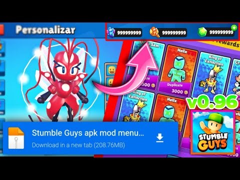 STUMBLE GUYS MOD APK 0.96 GEMAS INFINITA + SKIN,EMOTES E HABILIDADES DESBLOQUEADAS 🔥 LINK DIRETO 🤑