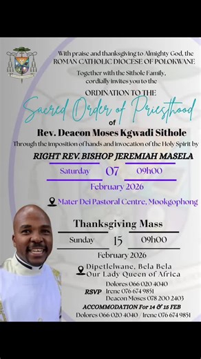 Priestly Ordinations of Deacon Moses Sithole