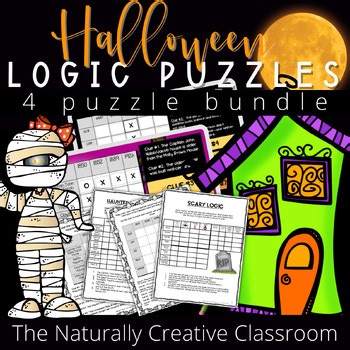Halloween Logic Puzzle Bundle | Creepy Crawlies & Haunted House | Print   Boom