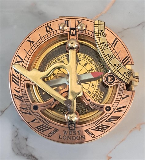 Vintage Nautical Brass Sundial Compass – Handmade Navigation Instrument - Etsy