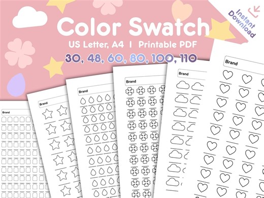 Color Swatch Test Printable PDF Paint Marker Watercolor Swatch Test Sheet Template (A4, US Letter PDF) - Etsy
