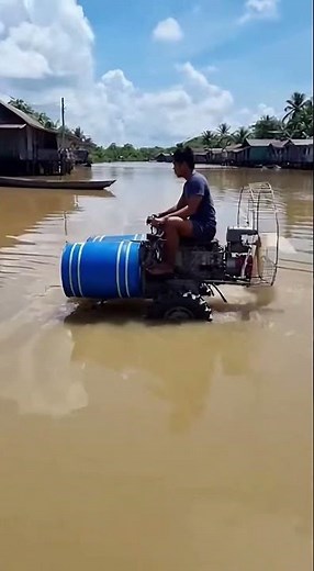 Genius or Crazy? 🚜 High-Tech Floating Tractor! #Engineering #Invention