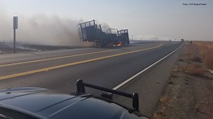 Big-rig trailer fire closes portion of Hwy 12 in Solano County