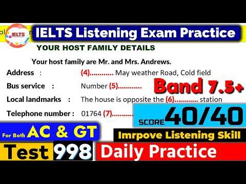 IELTS Listening Practice Test 2026 with Answers | Recent Exam - 998 | ielts listening