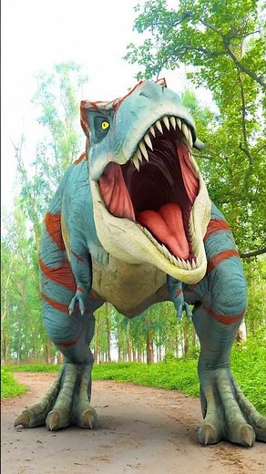 T-rex Vs Raptor Dinosaur Chase in Forest