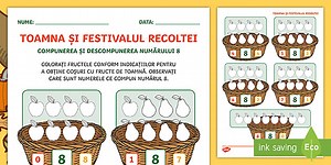 Compunerea și descompunerea numărului 8 - Fișă de lucru