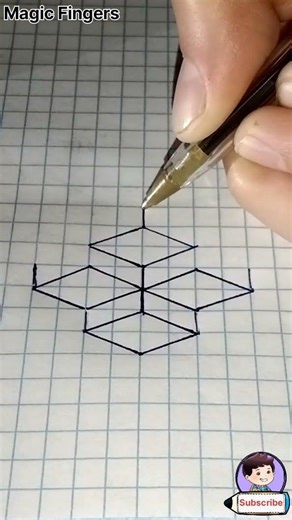 Geometric Illusion Cube | Simple Line Art