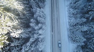 Aerial Car Driving Through Snowy Pine Stock Footage Video (100% Royalty-free) 31465987 | Shutterstock