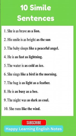 Writing 10 Simile Sentences #english #vocabulary #education #shorts #learning