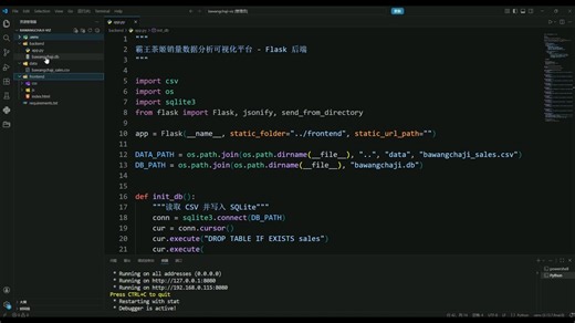 2026最新项目基于Python+MySQL的霸王茶姬销量可视化 （练完就能写到简历里啦，充实项目经验~）