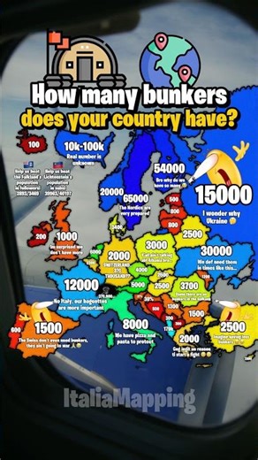 How many bunkers does your country have? | ItaliaMapping #fypシ゚viral #mapping #fyp #geography #map