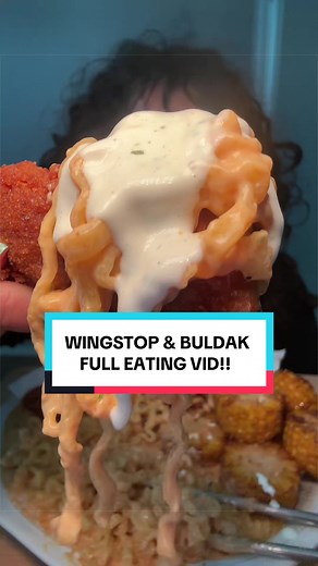 FULL EATING VIDEO!!!! Yes i almost choked a few times bc i was taking big bites 😭😭😭 MY ORDER - 6 piece tender combo, two hot honey four mango habanero, hot honey fries and 10 piece Cajun corn Cherry sakura redbull @Wingstop @buldak global @Red Bull #asmr #eating #mukbang #wingstop #buldak