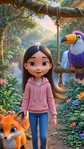 Magical Garden Adventure | Cute 3D Cartoon Girl Walking Through Flowers 🌸✨