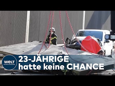 HORROR-UNFALL AUF A3: Tonnenschwere Betonwand zerquetscht Kleinwagen mit junger Fahrerin