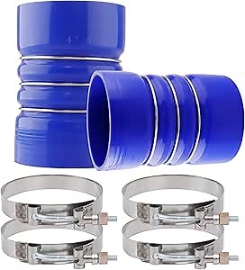4" X 6" Silicone Charge Air Cooler Hump Hose with T-Bolt Clamps Set, 4 inch ID Turbo, Air Intake and Intercooler CAC Hose Kit for Semi Trucks,2PCS Blue