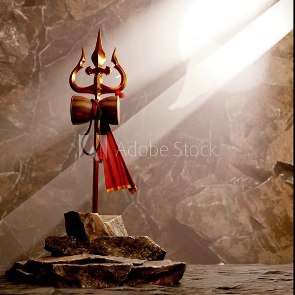 Maha Shivratri - 3d Trishul (trident) Hindu festival celebrated of Hindu God Lord Shiva background animation, with lighting video