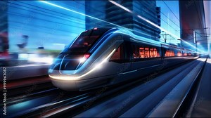Animated trains zooming by at high speeds, intercity rail. futuristic digital technology and train logistics. Transport animation.