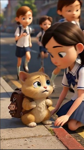 🐒✨ Monkey's mischief, sweet surprise. ✨😺#funny #cartoon #kitten #animation #cat #cutecat #monkey