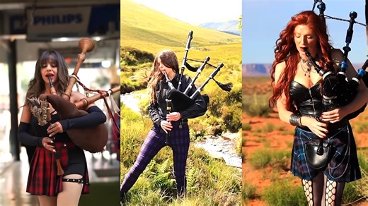 A Trio of Badass Female Bagpipers From Different Continents Perform Celtic Covers of AC/DC Songs