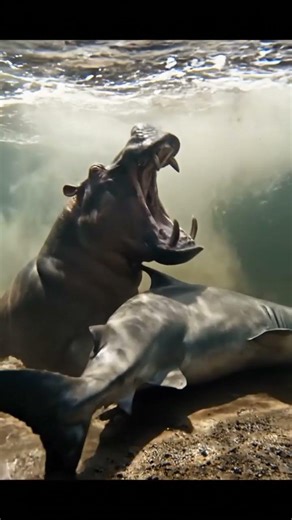 Hippo vs Bull Shark: The Battle for the River! 🦛💥🦈 Who Wins?