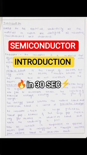Semiconductor Part-1 notes in 30 seconds 📚🔥 #Semiconductor #EngineeringNotes #BTech #Shorts