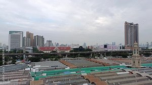 The BTS Skytrain is running to pick up and drop off passengers