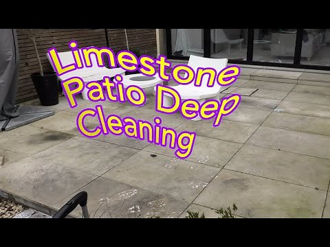 Years Of Dirt & Algae Shifted From This Limestone Patio. Jet Wash & Chemical Patio Cleaning ASMR.