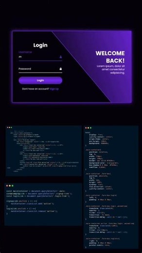 Animated Login & Sign Up Form using HTML CSS & JS | Modern Dark UI