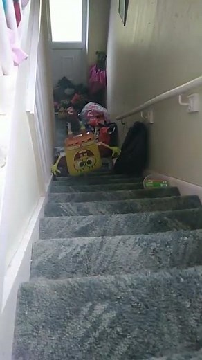 spongebob falls down the stairs