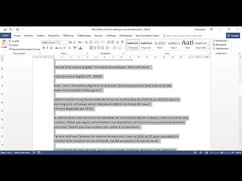 Word - 1 Basique - Exercice Mise en forme classique d'une lettre