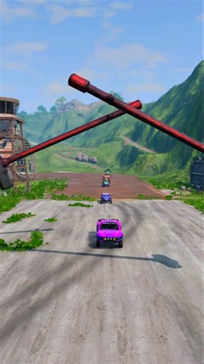 Colorful Cars & Heroes vs Giant Hammer - BeamNG.drive! #30 🚗💥🔨 #beamngdrive #crash #shorts #hammer