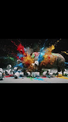 Watch a Rhino Create Crazy Art With Paint!