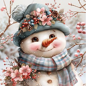 Snowman Metal Wreath Sign 10×10 – Blue Floral Hat & Plaid Scarf Holiday Door Decor- Festive Snowman Decor- Snowman Attachment-winter Decor - Etsy