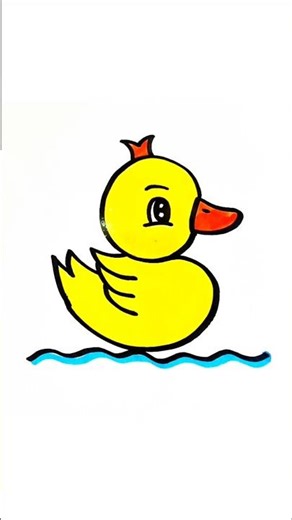 Cute Yellow Duck Drawing ✏️🦆 | Easy Art for Beginners #YellowDuckDrawing #ShortsArt