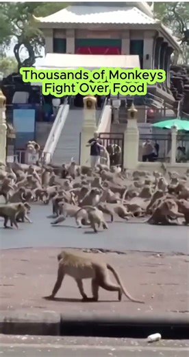 Hundreds of Monkeys Fight Over Food!