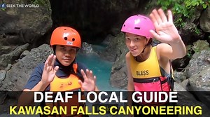 160K views · 7.2K reactions | We took canyoneering experience with Heriz, born and raised as Deaf Kawasan Canyoneering Local Tour Guide at Kawasan Falls, Cebu. This trip is one of Cebu's most scenic and adventurous day trips! Learn more about Deaf stories: https://www.seektheworld.com/ | Seek the World | Facebook