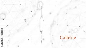 Structural chemical formula of caffeine. Infographics animation.
