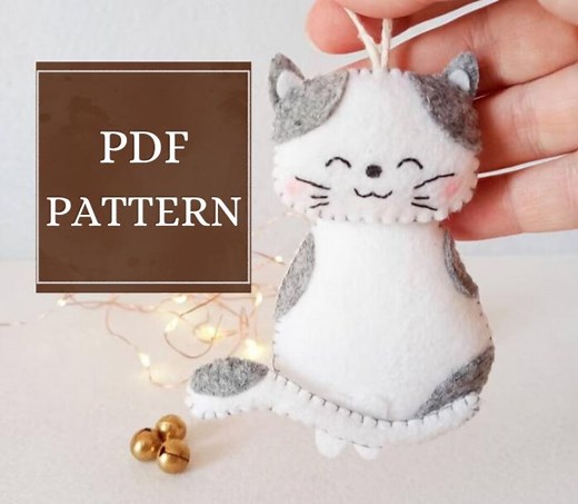 Felt Cat Pattern, Felt Cat Tutorial, Pdf Pattern Christmas Ornament - Etsy