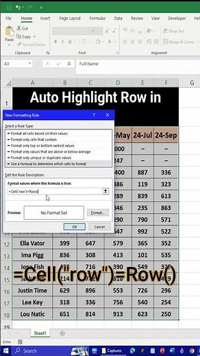 🔥 Auto Highlight Row in Excel‼️ | Make Your Sheets React Instantly!