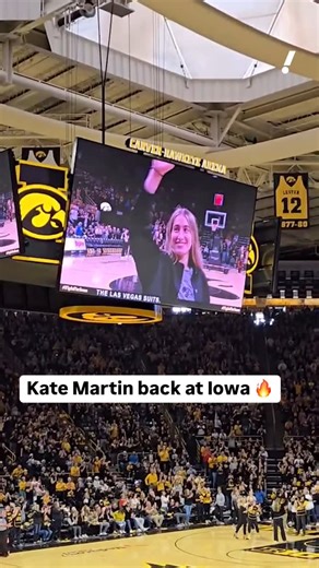 Yahoo Sports on Instagram: "Kate Martin received a standing ovation from Caitlin Clark and Iowa fans in her return to Carver-Hawkeye Arena "