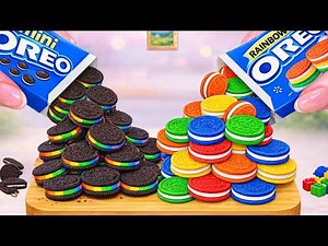 Mini OREO vs Rainbow OREO 🌈 The Most Satisfying Cookie Stack | Mini Cakes