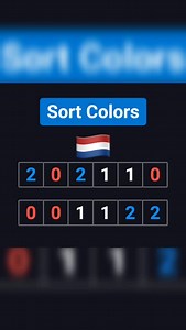 Sort Colors in 3 Minutes | LeetCode 75 Explained 🔥 | Coding Interview Must-Know Learn how to solve the Sort Colors (LeetCode 75) problem using the Dutch National Flag Algorithm in just a few minutes. In this video, you’ll learn: ✅ How to sort 0s, 1s, and 2s in one pass ✅ Why the 3-pointer technique works ✅ O(n) time & O(1) space solution ✅ Python implementation with explanation This problem is frequently asked in coding interviews and is a must-know for DSA & FAANG preparation. 📌 Perfect for: