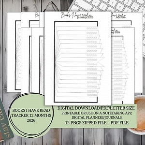 2026 Monthly Book Tracker Printable, Printable, Reading Tracker, Book Journal Page, Book Review, Books I Have Read Monthly, Goodnotes - Etsy
